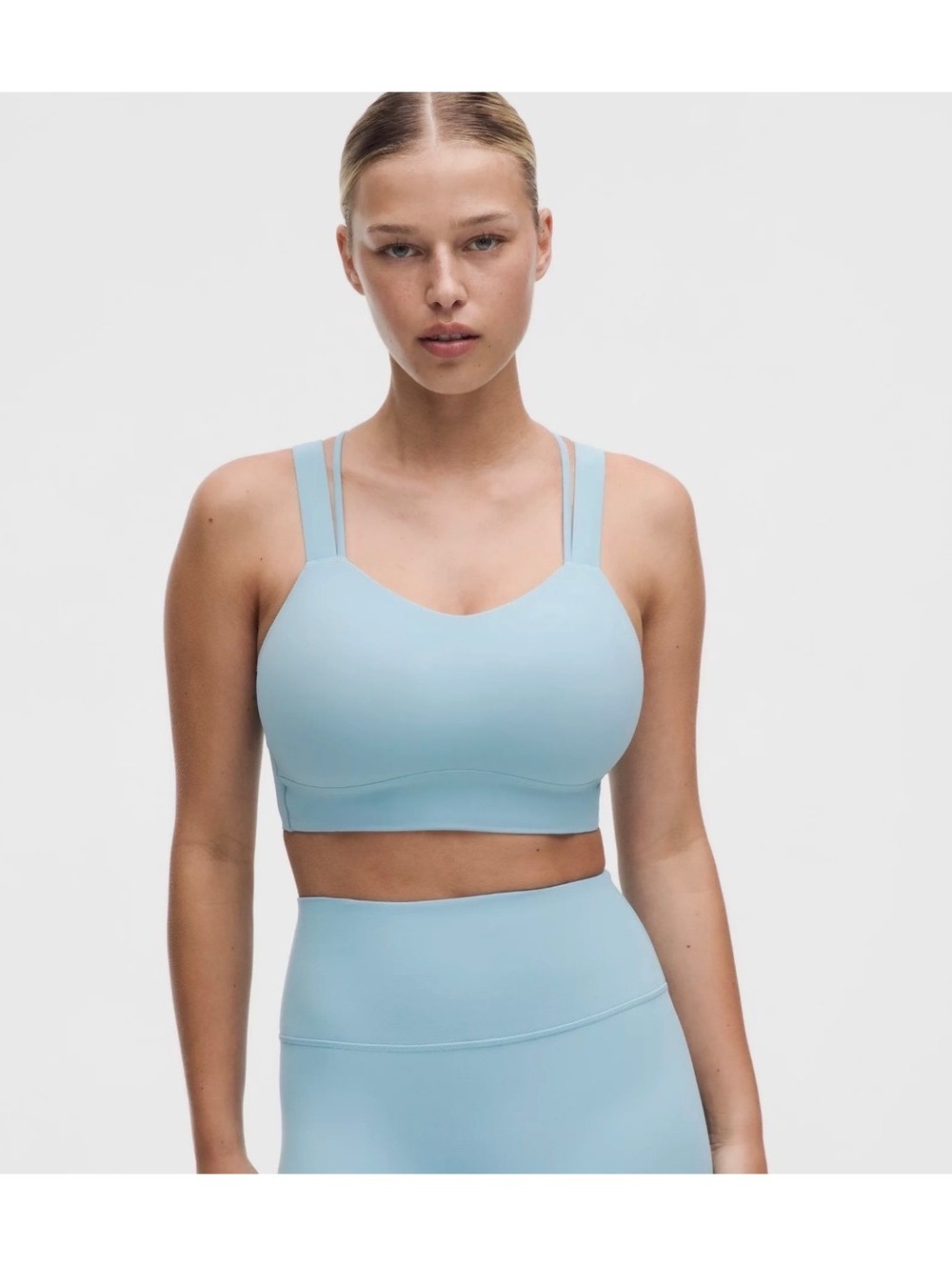 Lululemon Like a Cloud Longline Bra Light Support Periwinkle Yoga Athleisure